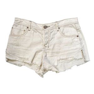 Free People Shark Bite Cutoff Fray White Denim Womens Shorts Size 27